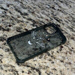 Casetify dark army green almost black Moth Design iPhone 13 mini Case